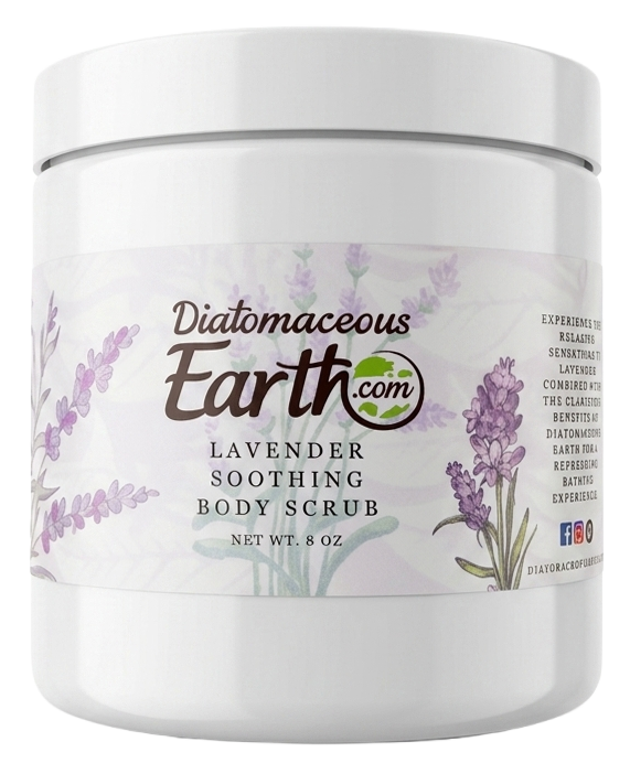 Lavender Micro-Mineral, Soothing Body Scrub – Soft Diatomaceous Earth Polish with Organic Aloe